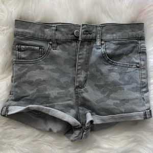 High Waist Stretch Camo Jean Shorts